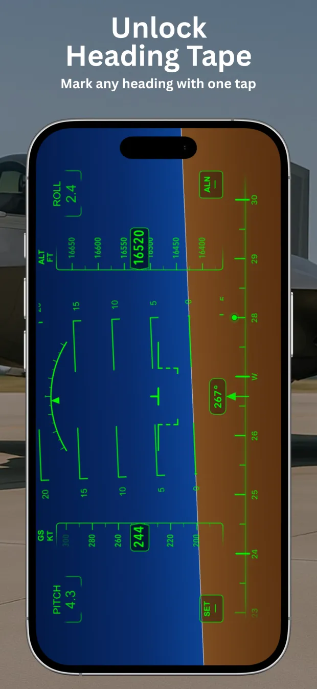 AirHorizon heading tape with a marked heading reference
