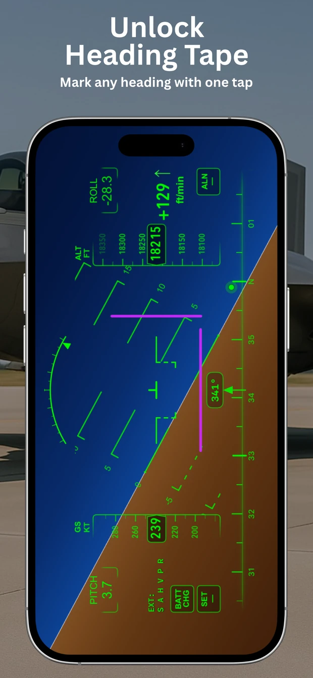 AirHorizon heading tape with a marked heading reference